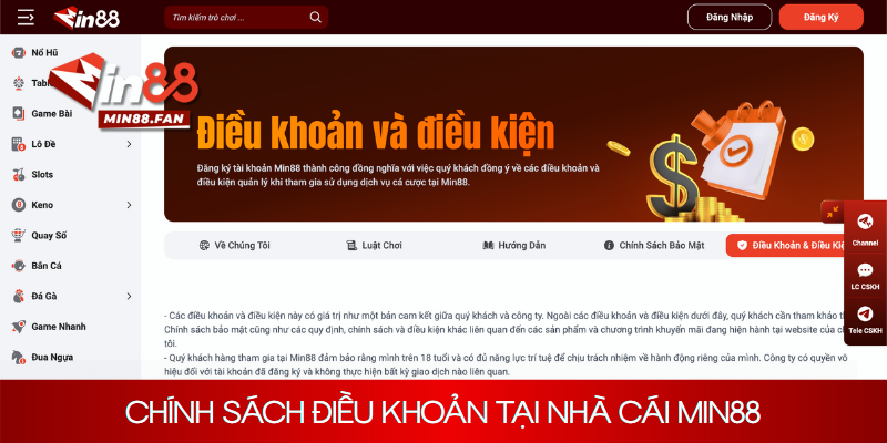 Chính sách điều khoản tại nhà cái Min88
