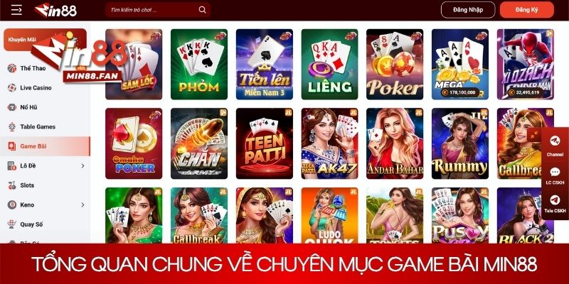 Giới thiệu chung thông tin về chuyên mục game bài Min88