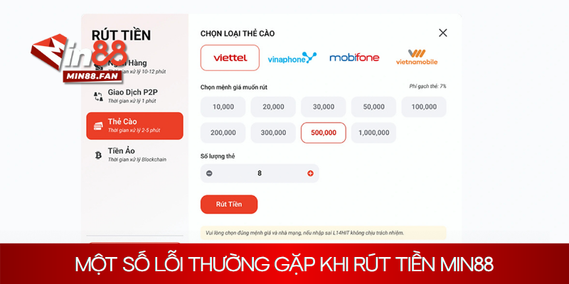 Chú ý một vài nguyên nhân dẫn đến lỗi khi rút tiền Min88